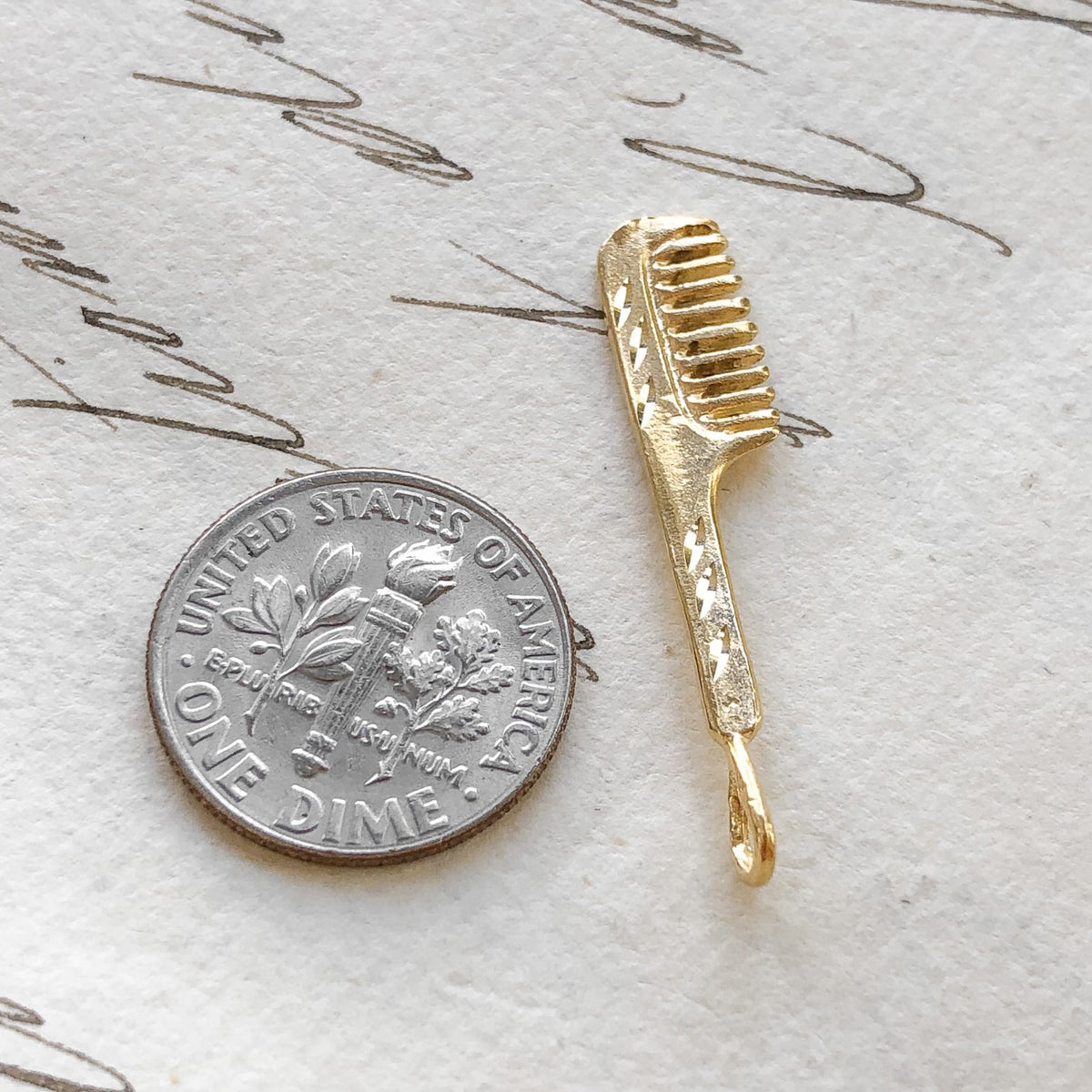 Vintage Diamond-Cut Comb Charm