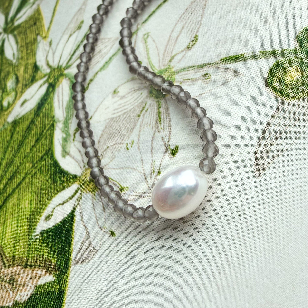 In a Mood, Grey Moonstone & Pearl Bracelet