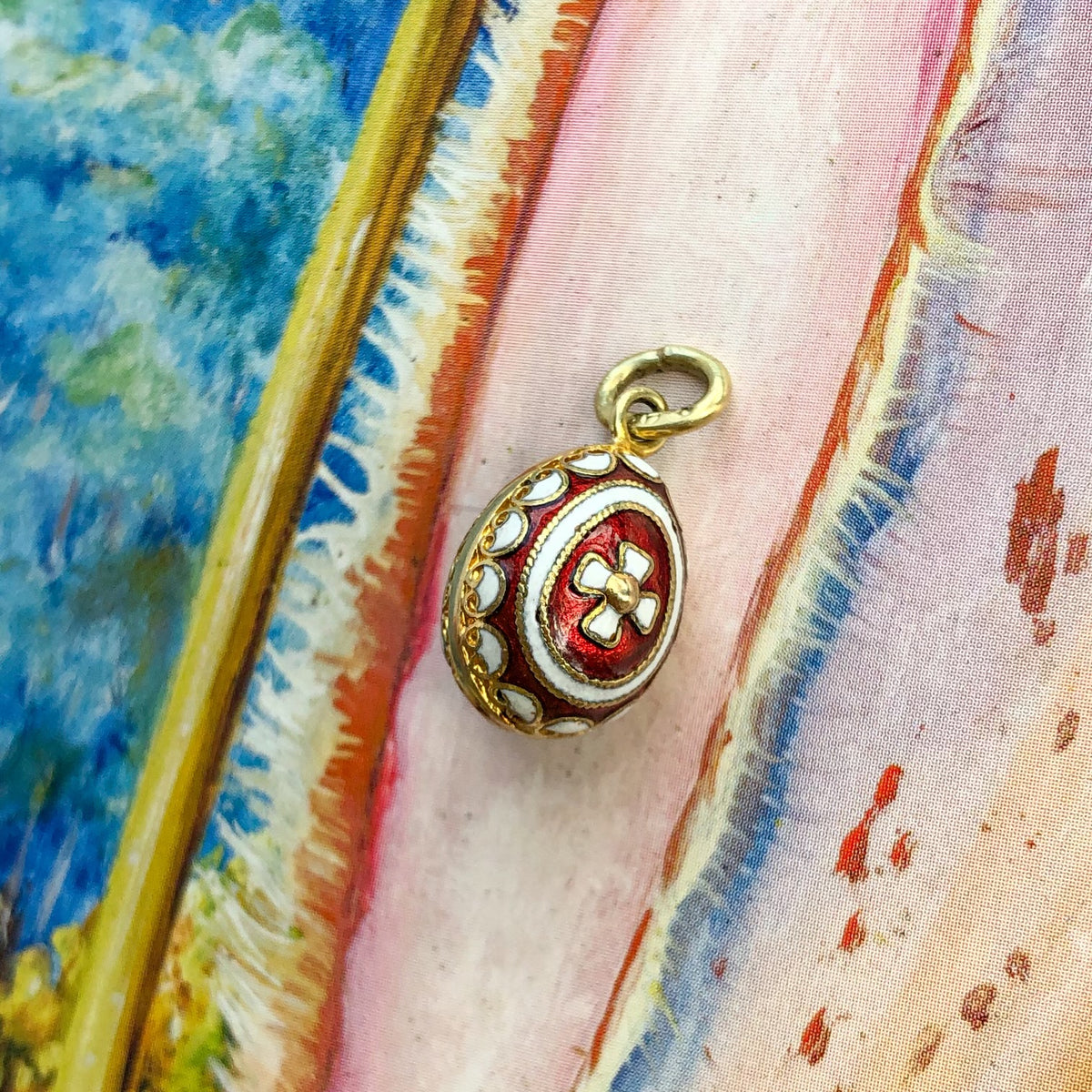 Vintage Embellished Enamel Egg Charm