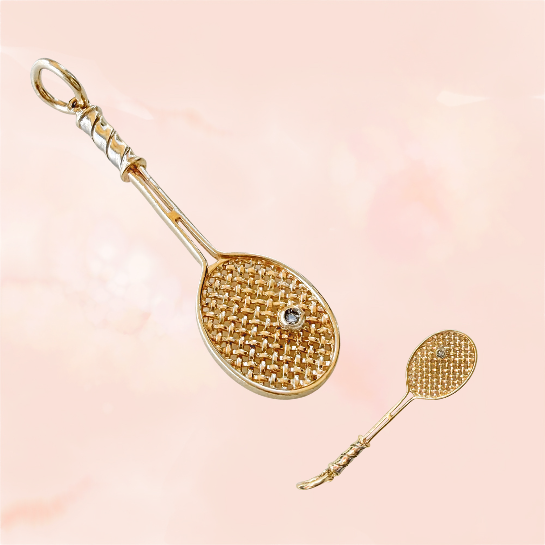 Ace, Vintage Diamond Tennis Racquet Charm