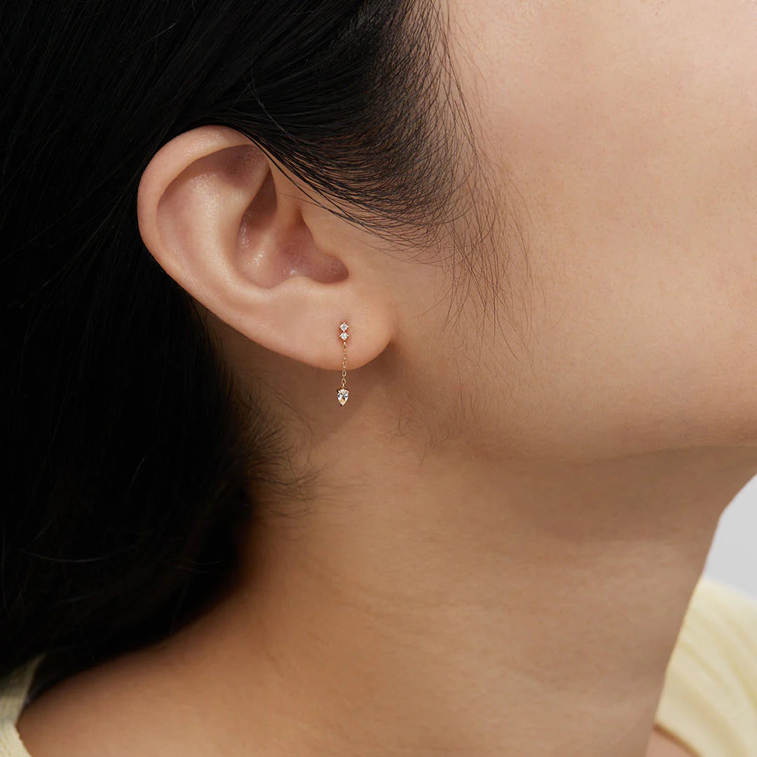 White Sapphire Drop Piercing Earring