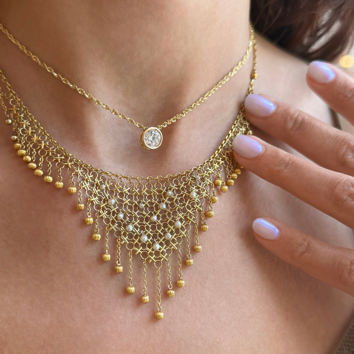 Aarna, Antique 15ct Ornate Pearl Necklace (Final Sale)