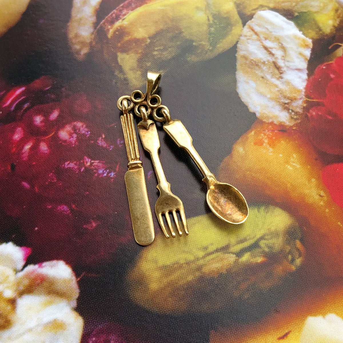 Foodie Bijoux, Vintage Fork, Knife and Spoon Charm