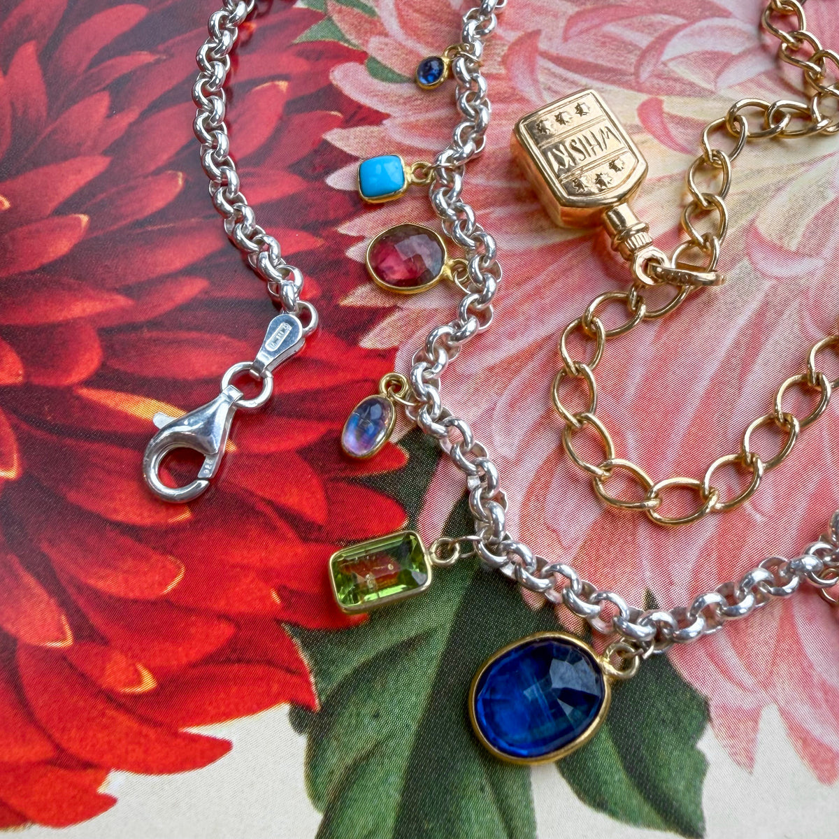 Juniper, Sterling Silver Gemstone Shaker Necklace