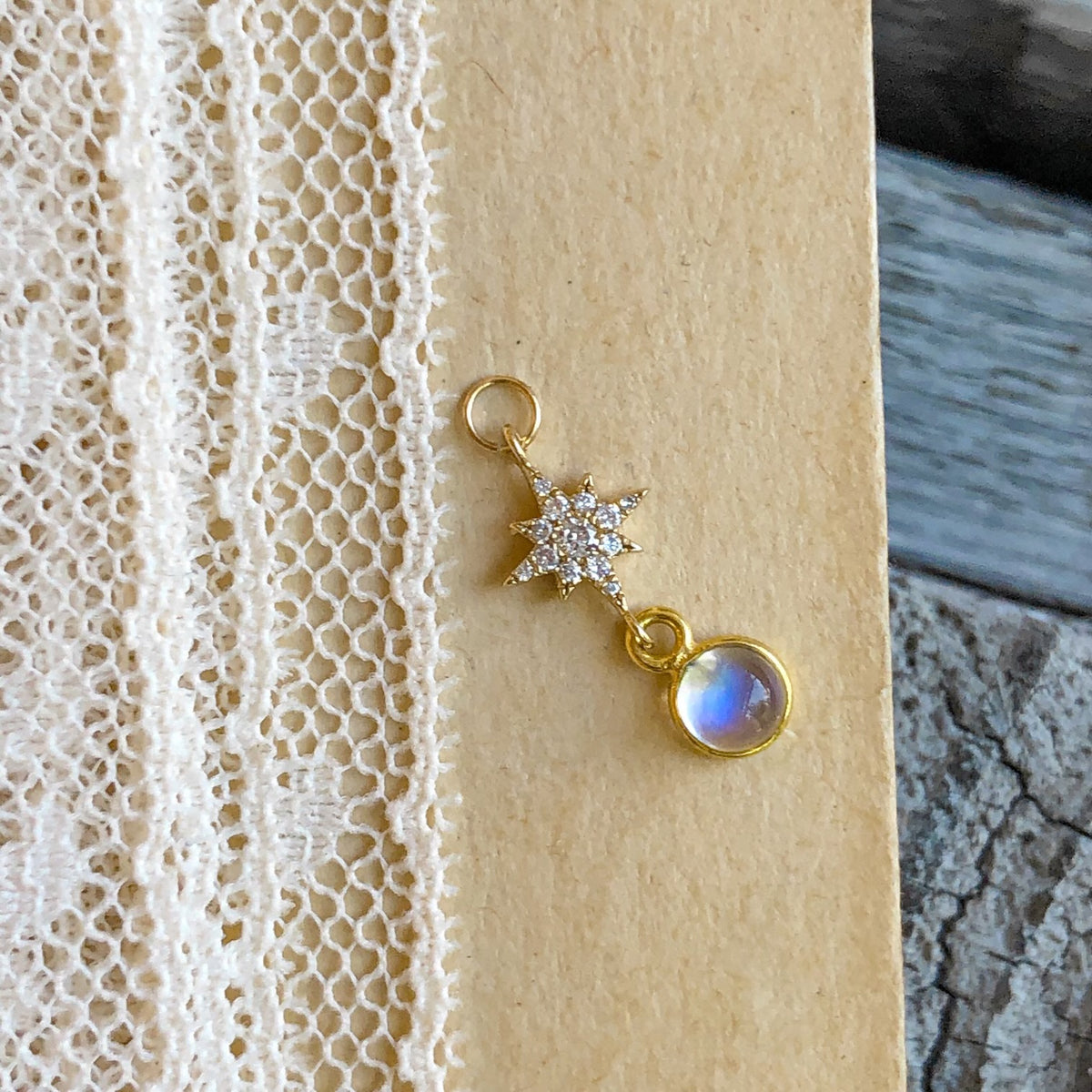 Beacon, Diamond and Moonstone Earring Charm