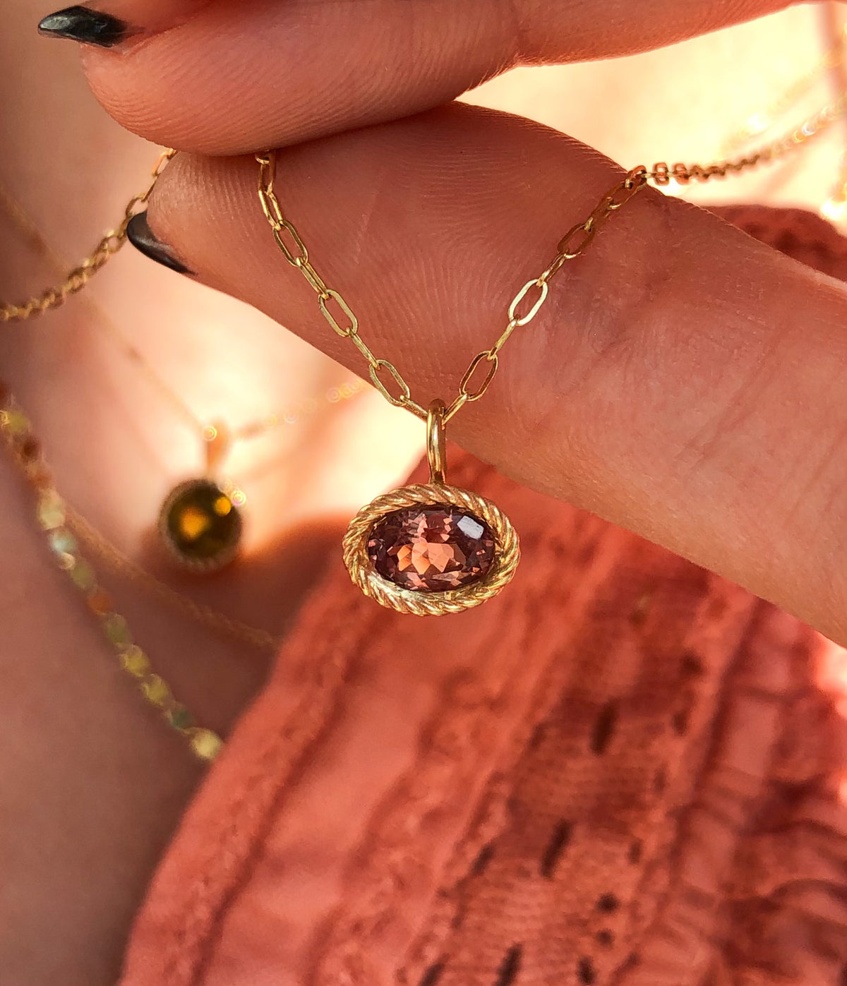 Braided Gemstone Pendant