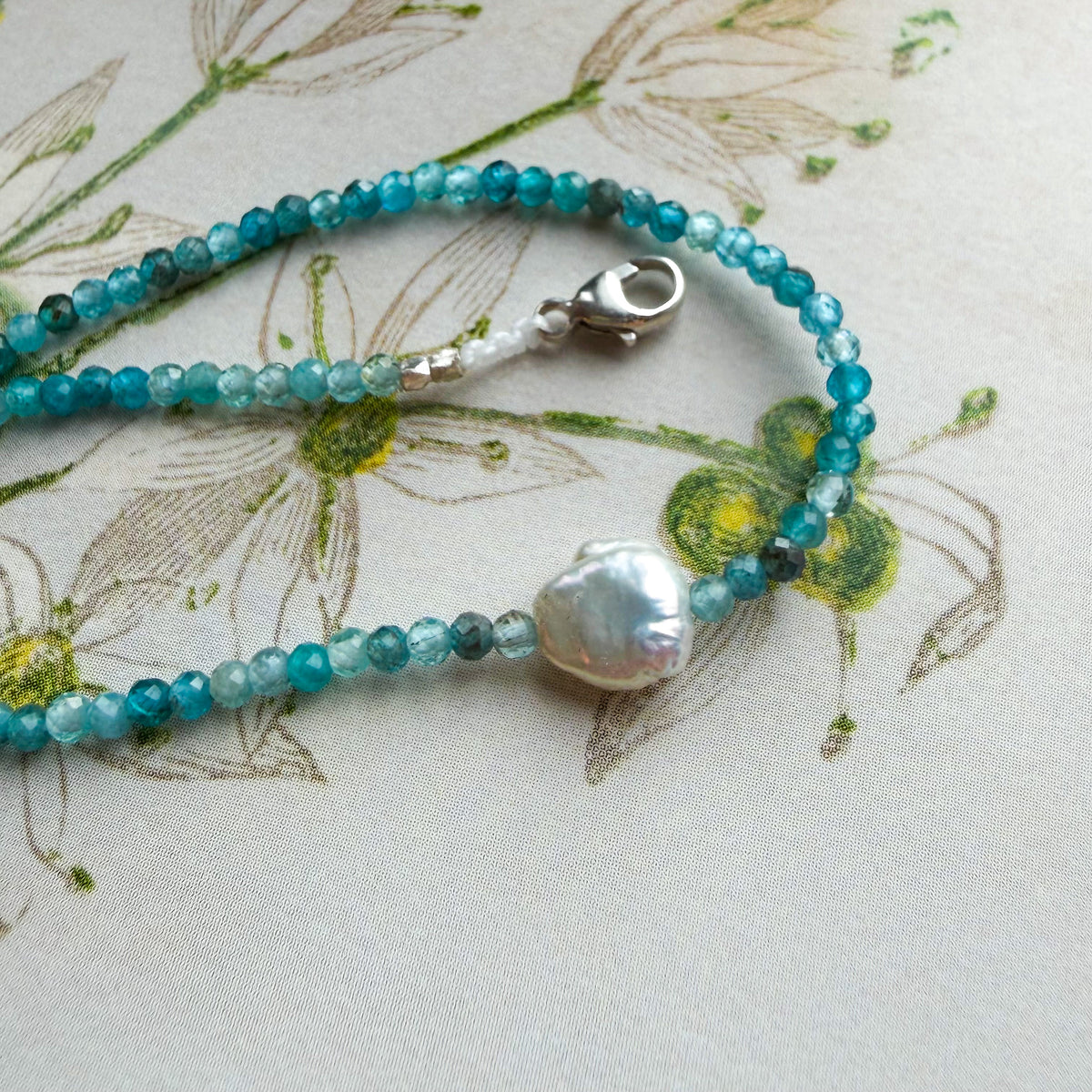 Cumulus, Pearl & Apatite Bracelet