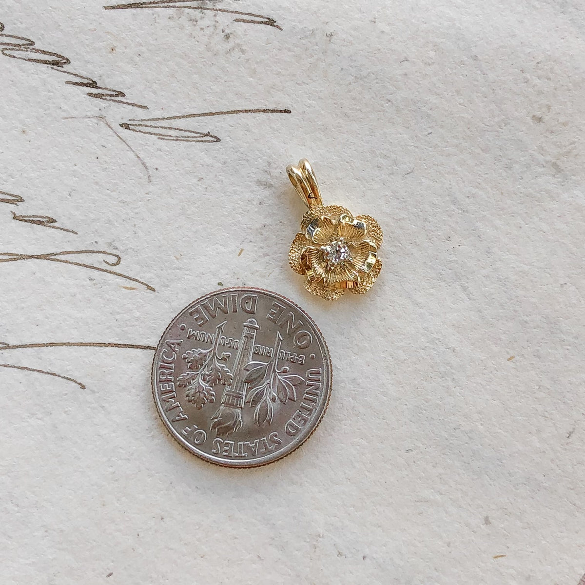 Vintage Diamond Flower Charm