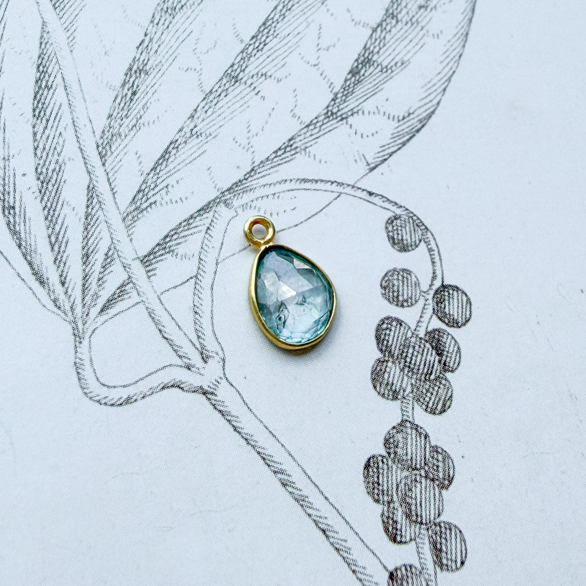 Sky, 18k Aquamarine Charm (March)