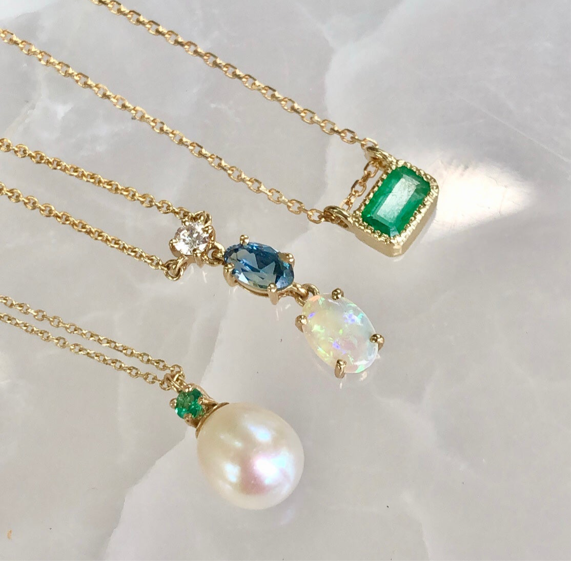 Mae, Dainty Emerald Necklace