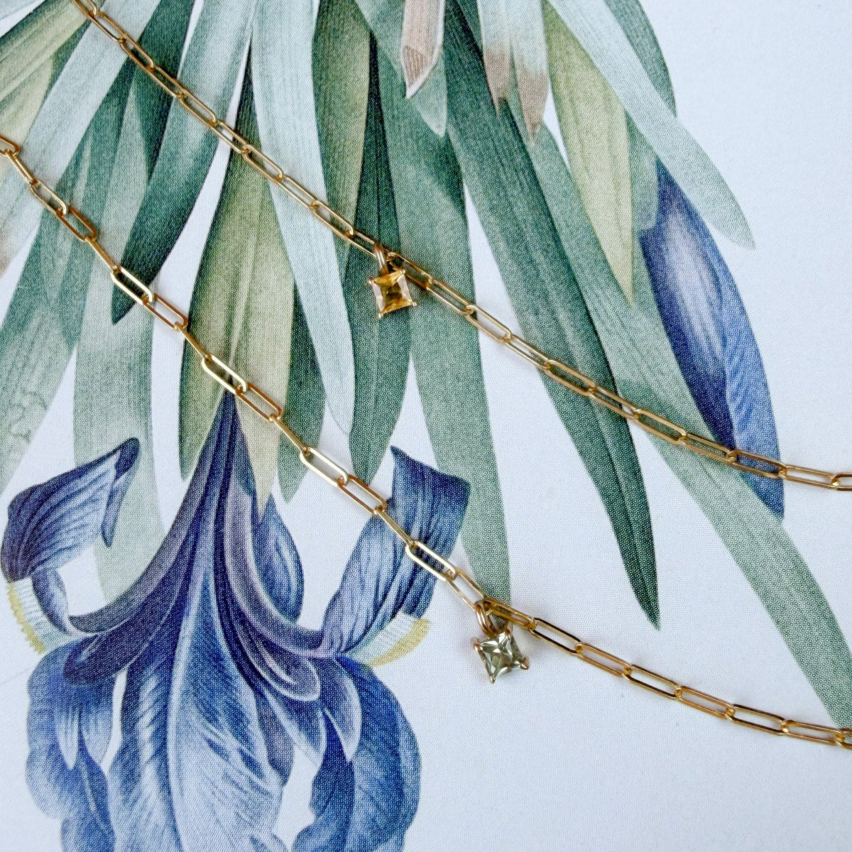 Posy, Princess Cut Sapphire Station Necklace