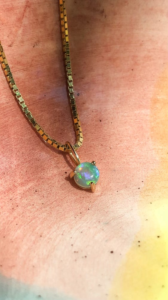 Weighted Australian Opal Box Chain Necklace