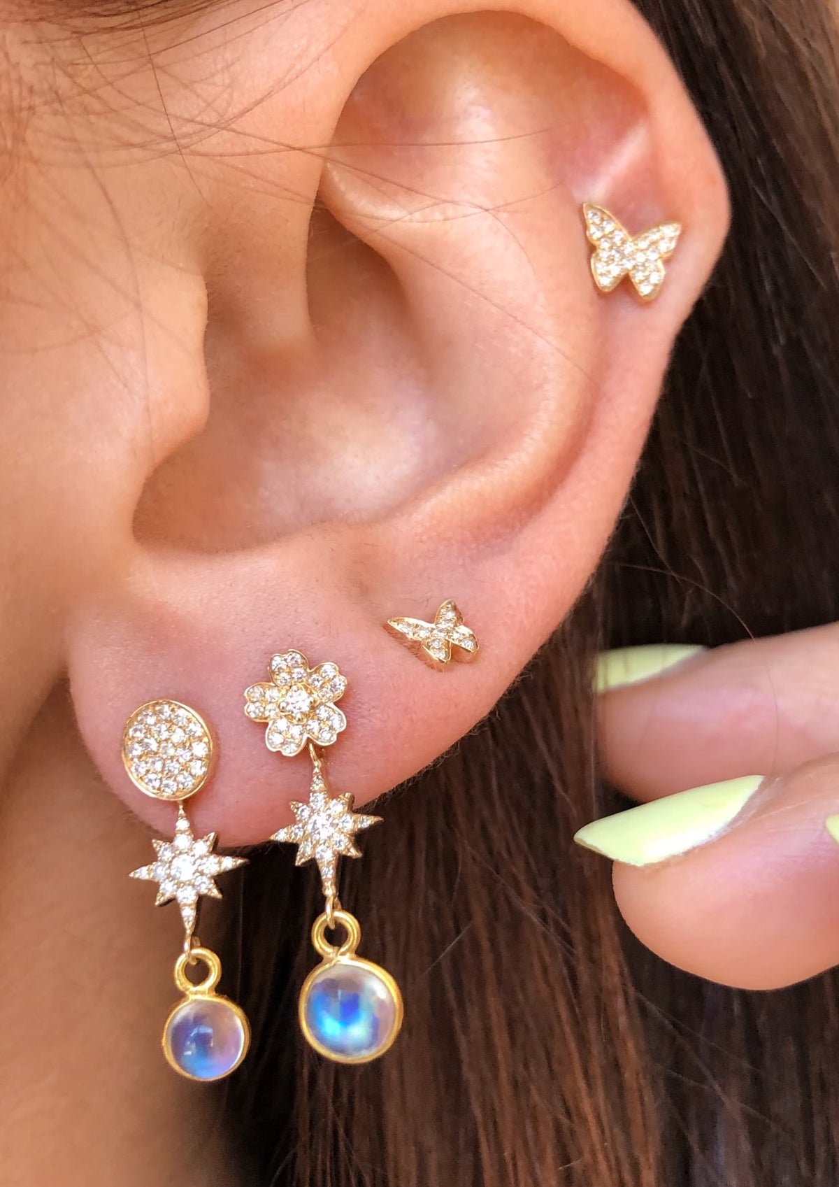 Beacon, Diamond and Moonstone Earring Charm