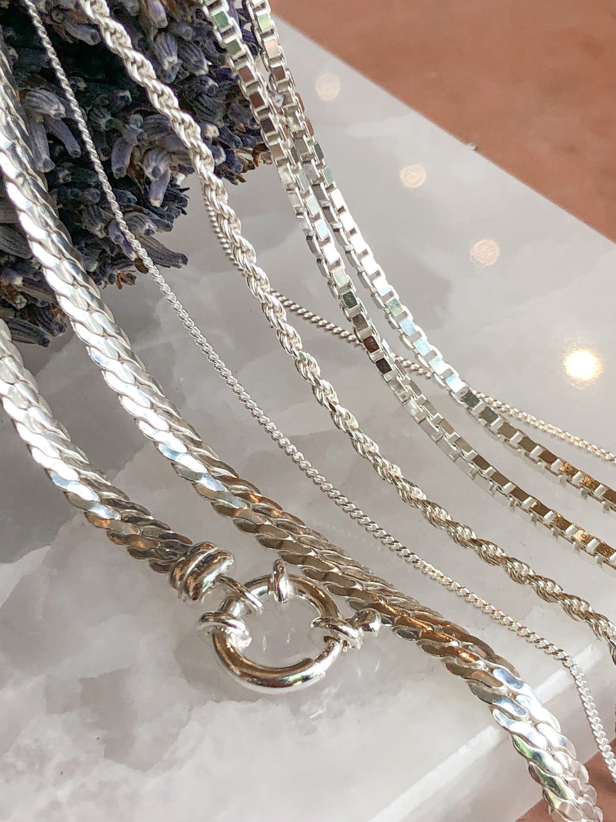 Kirby, 1mm Sterling Silver Curb Chain