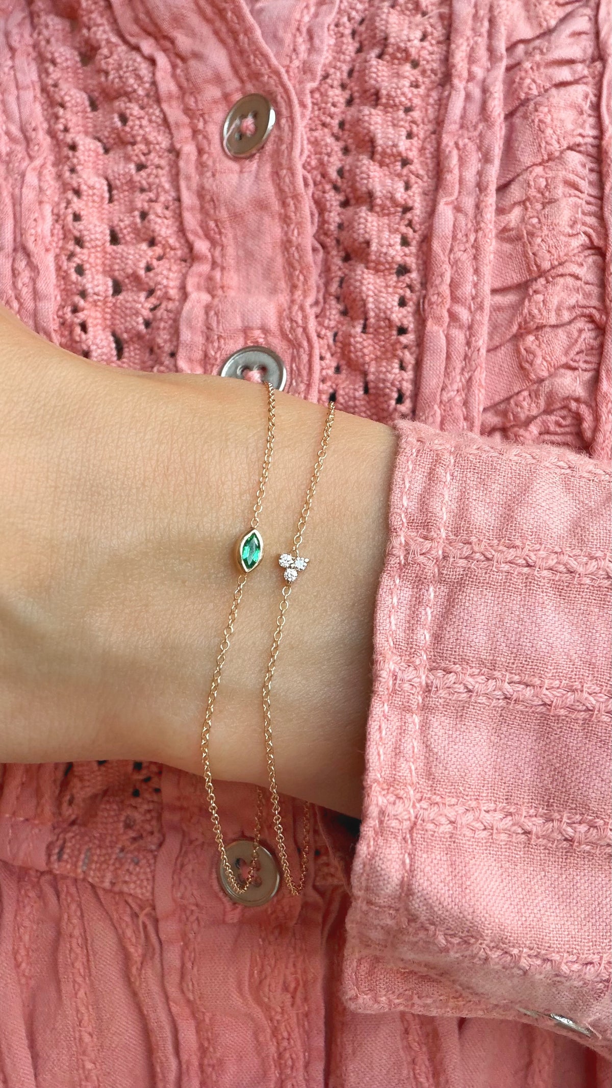 The Three of Us, Dainty Diamond Trio Bracelet