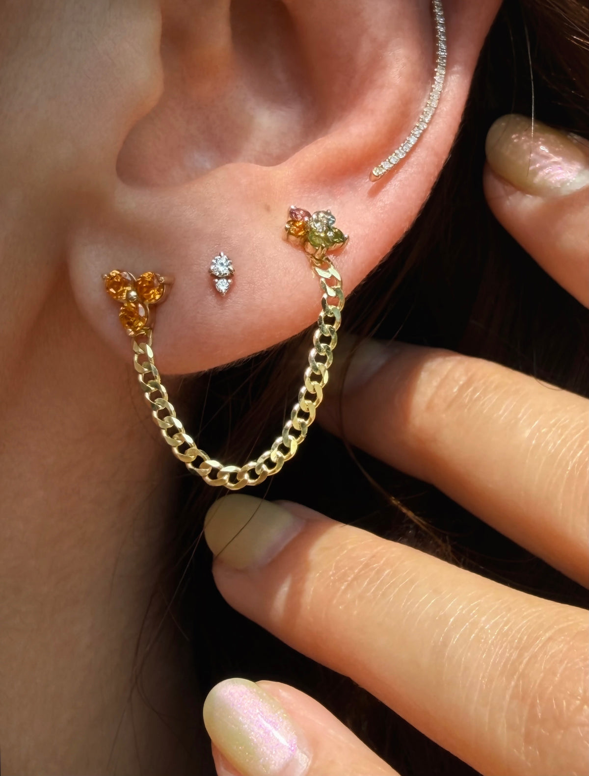 Anica, Diamond Curved Bar Ear Climber