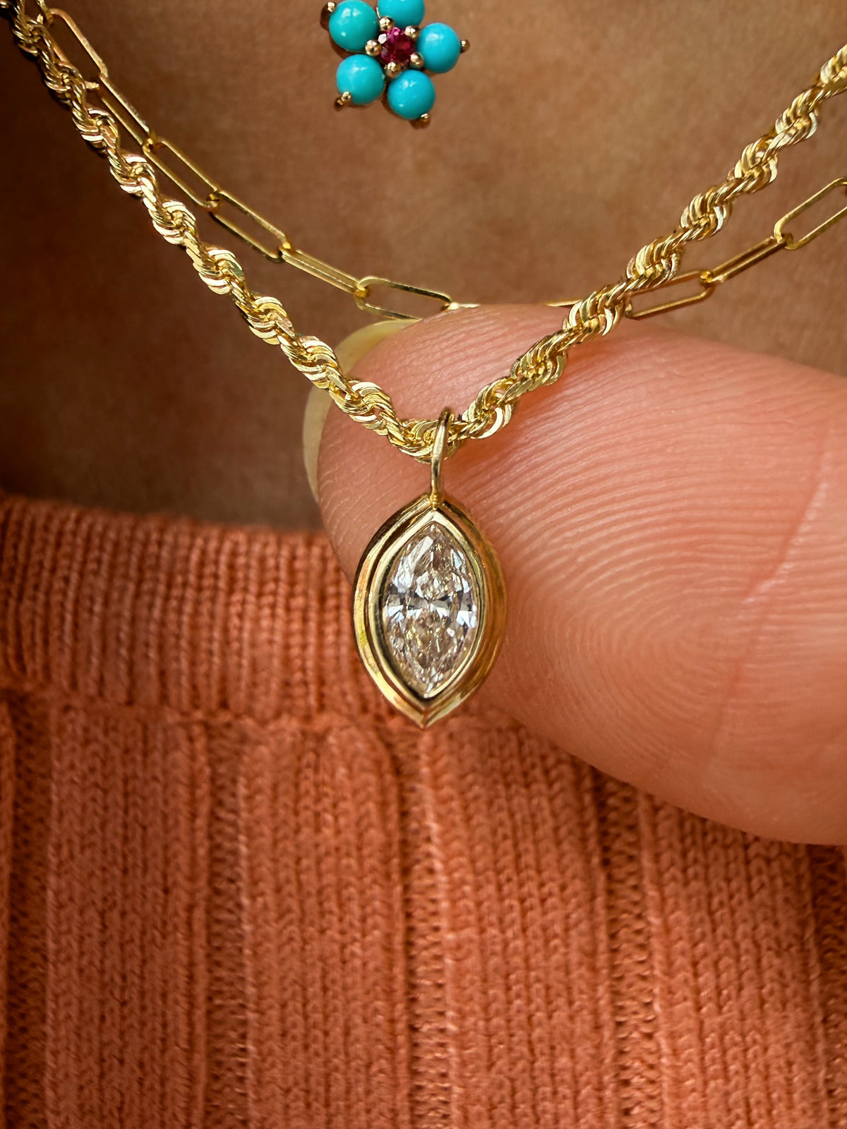 Alivia, Lab Grown Marquise Diamond Necklace