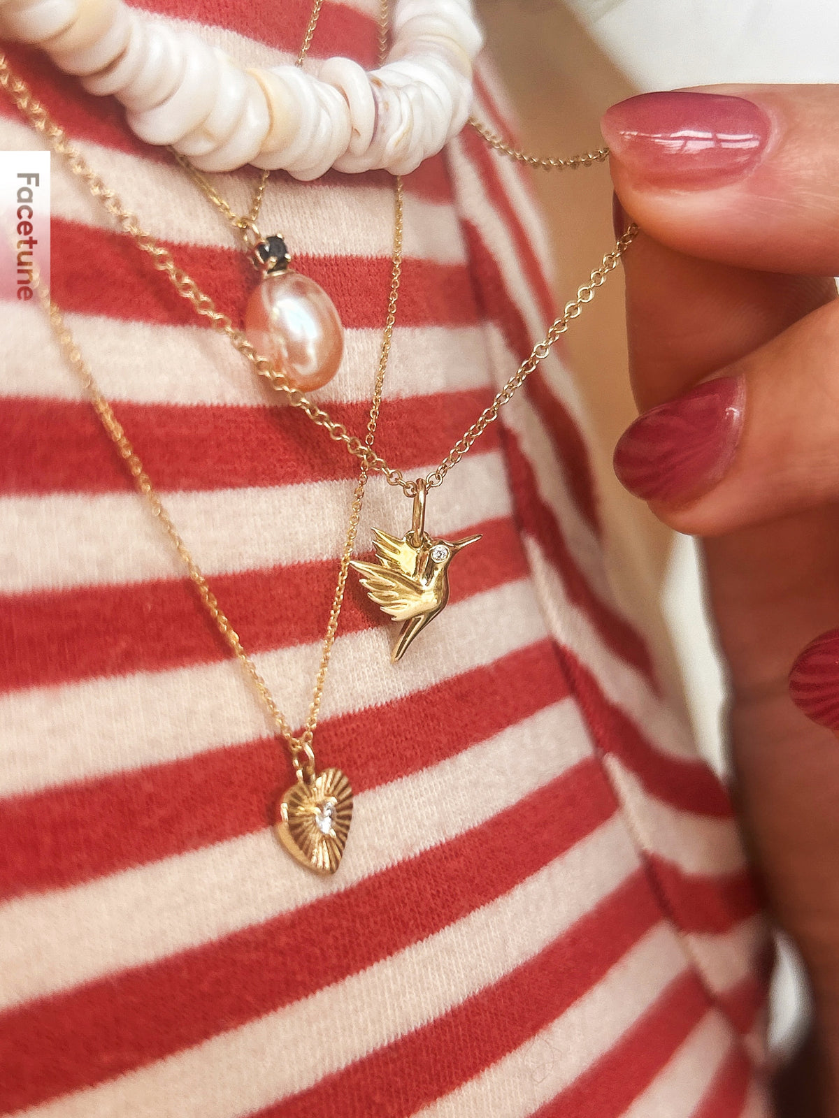 Blush Puff Pearl &amp; Black Diamond Necklace