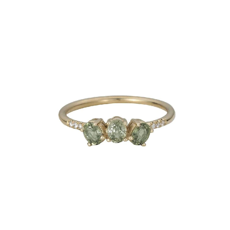 Triple Green Sapphire Ring