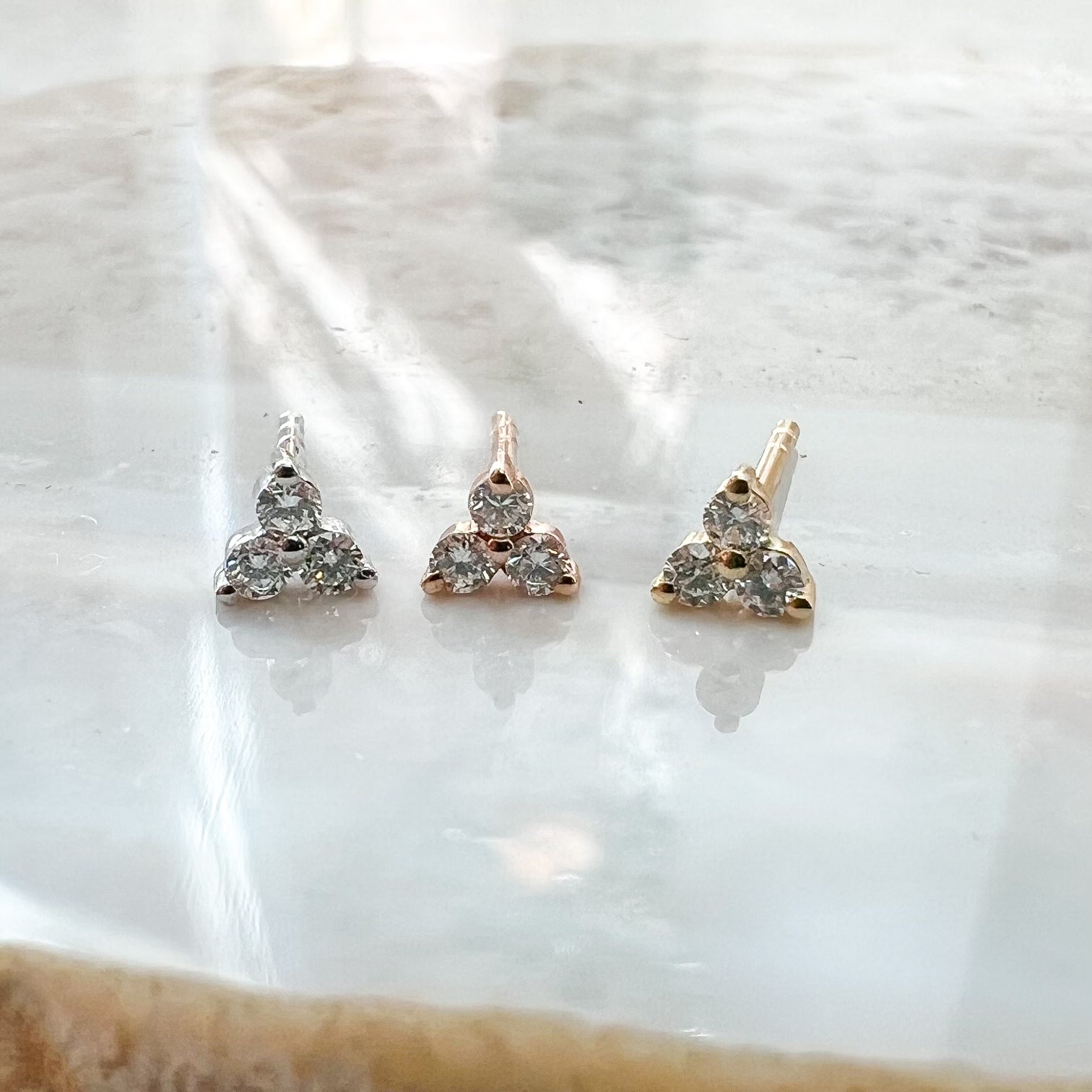 Tiny Diamond Trio Earring
