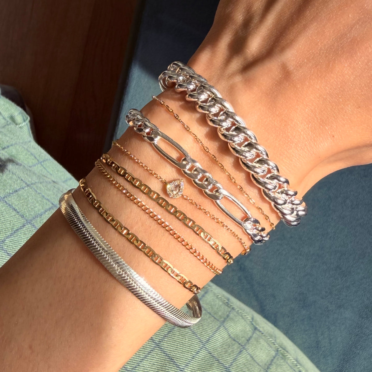 B.I.G., Polished Sterling Silver Curb Chain Bracelet