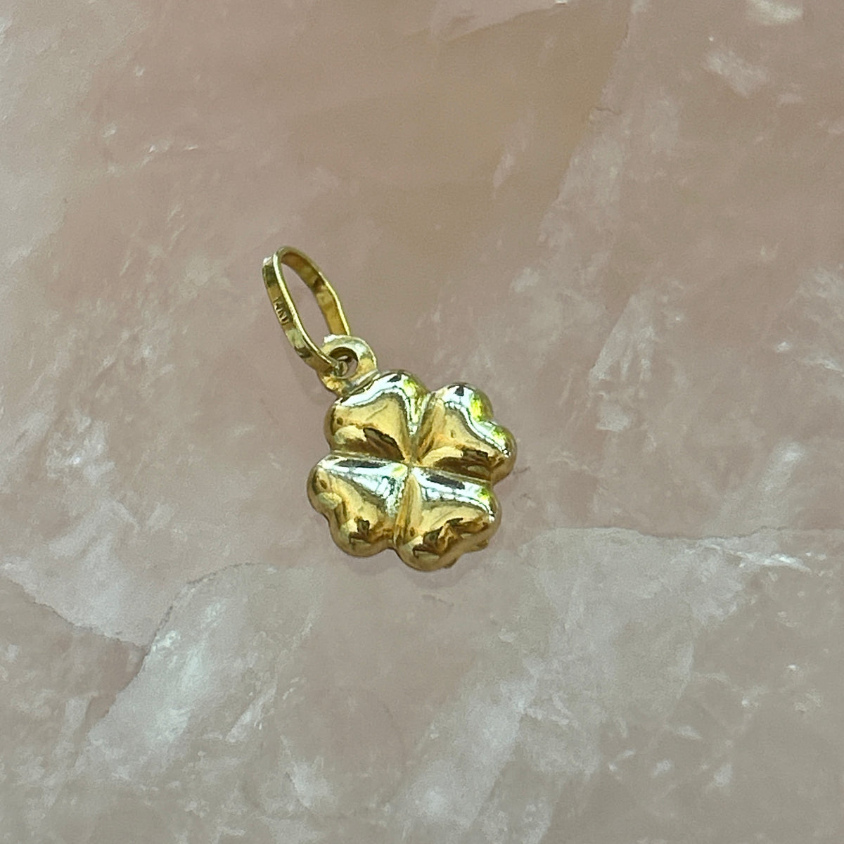 Vintage Puffy Gold Clover Charm