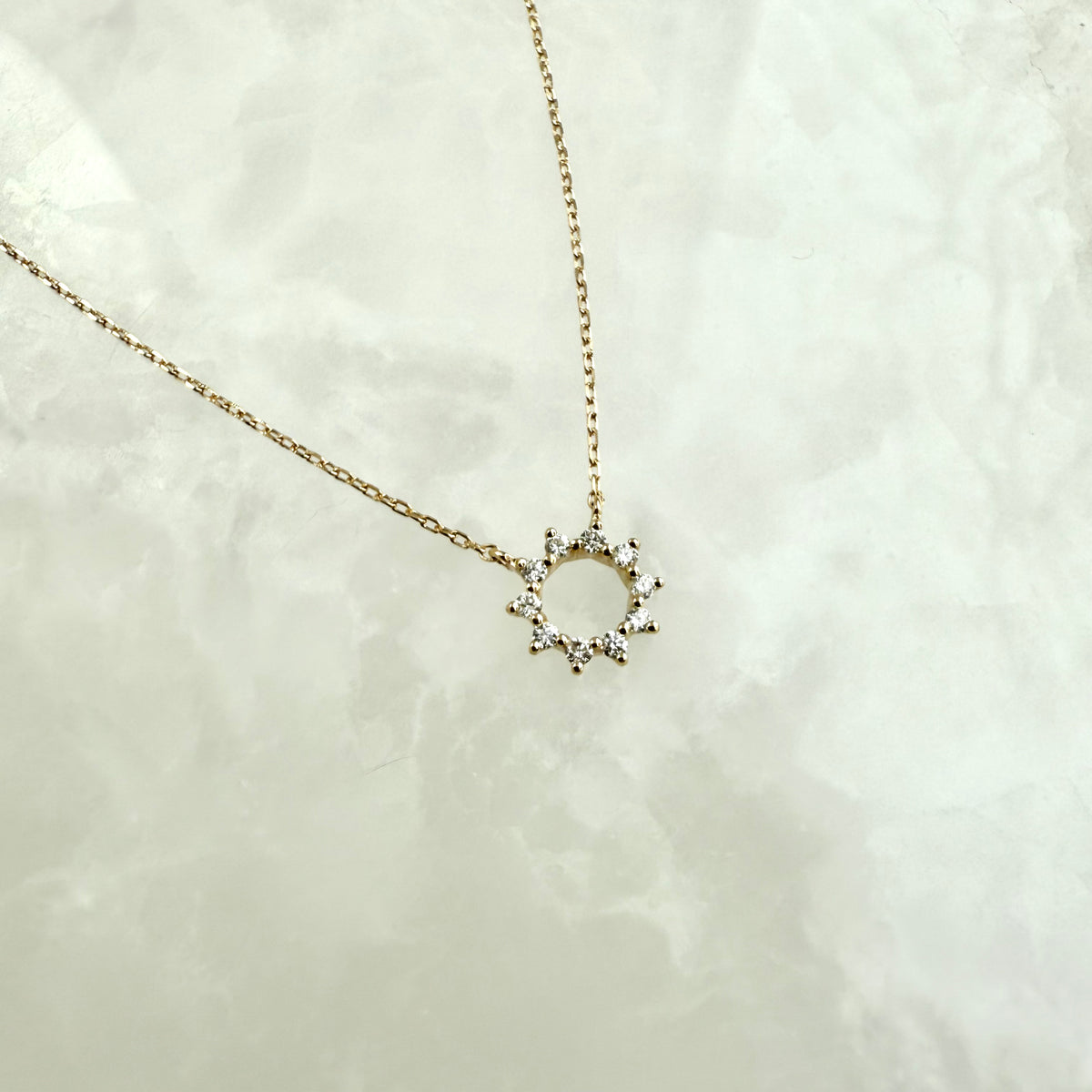 Lindsay, Dainty Diamond Halo Necklace