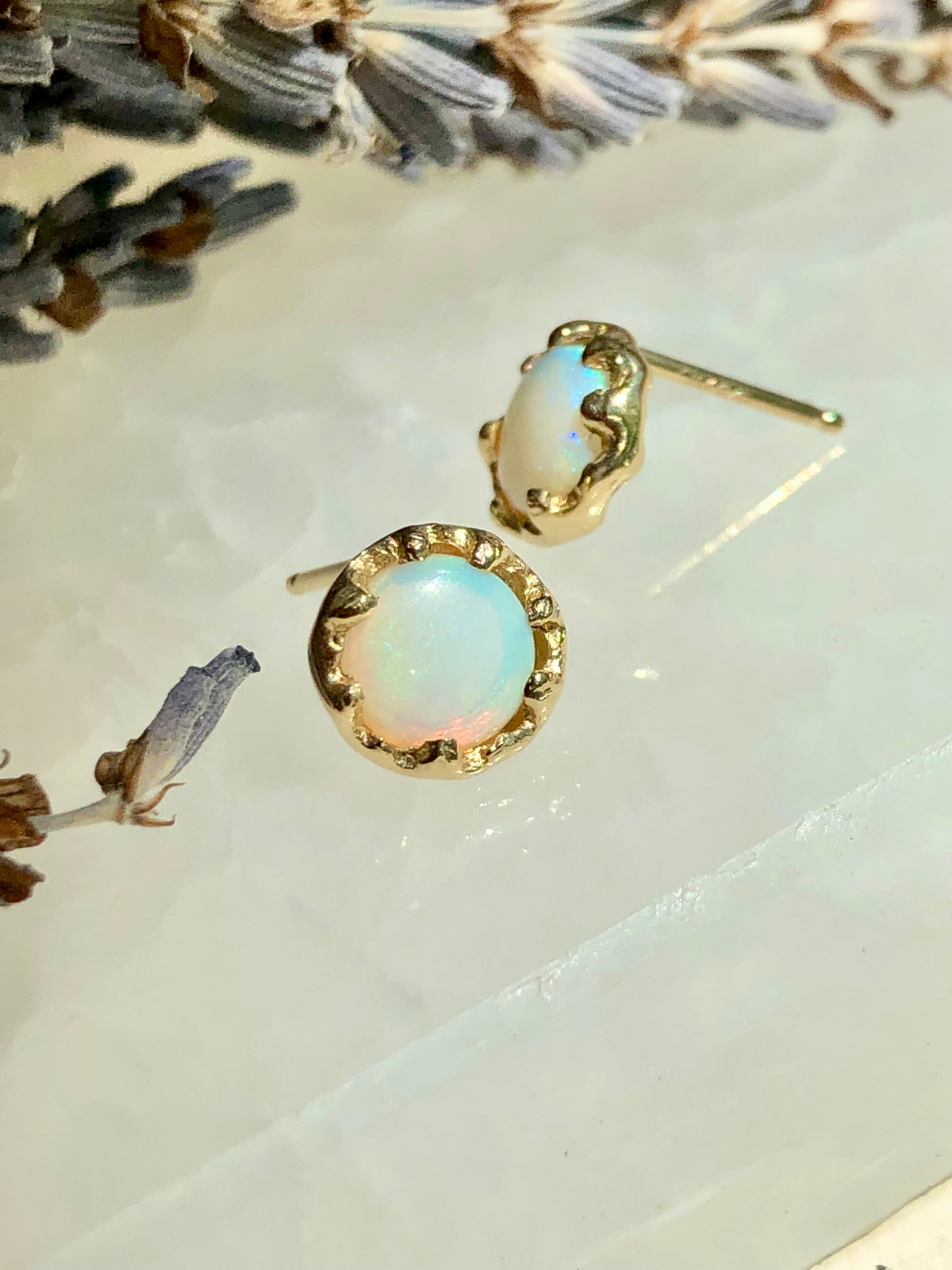 Fire Coral, Opal Earrings (Final Sale)