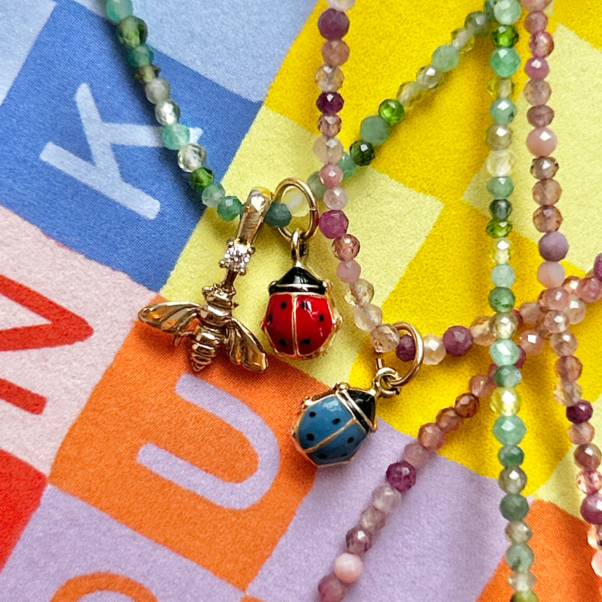 Tiny Wonders, 14k Vintage Enamel Ladybug Charm