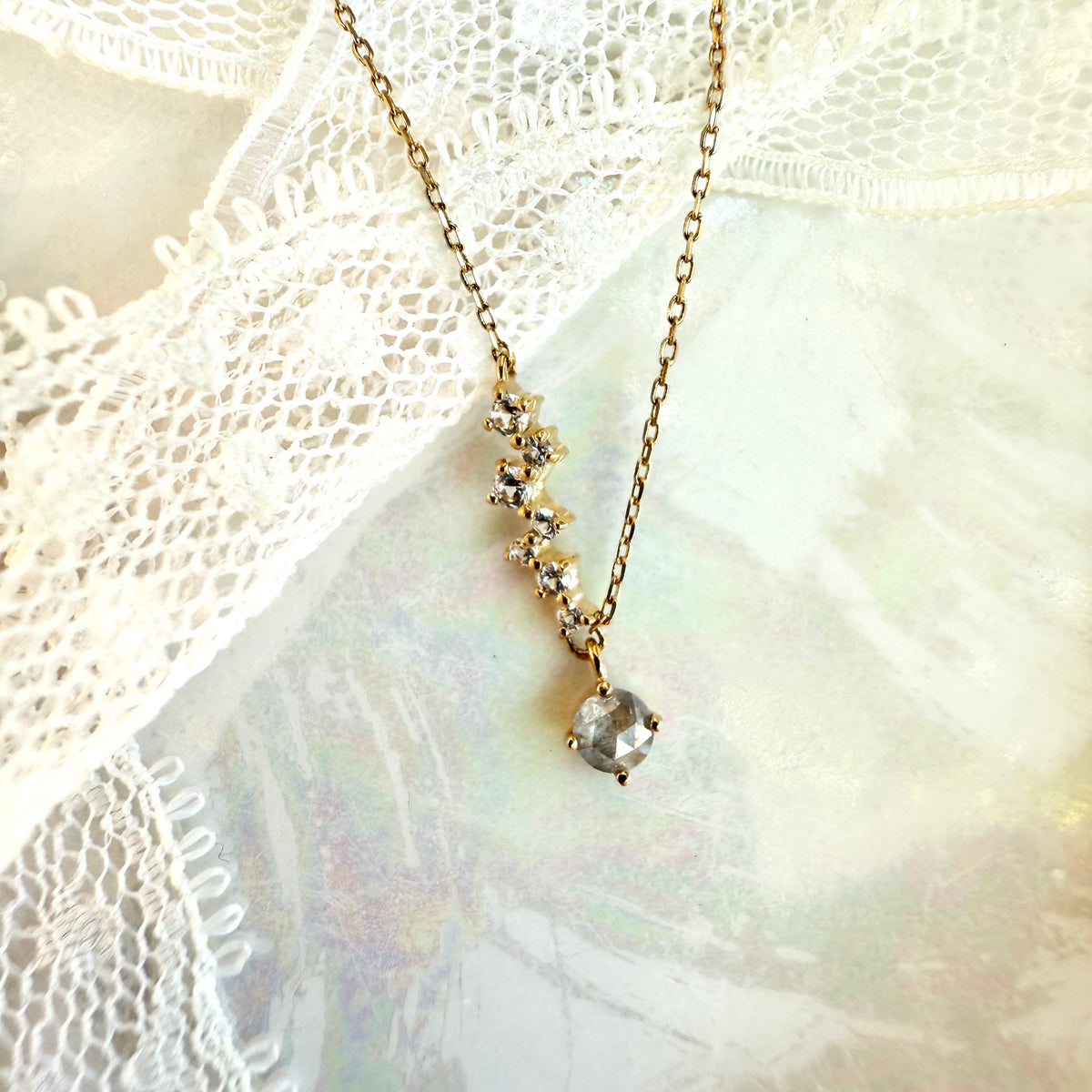 Mel, Salt & Pepper Diamond & Sapphire Necklace