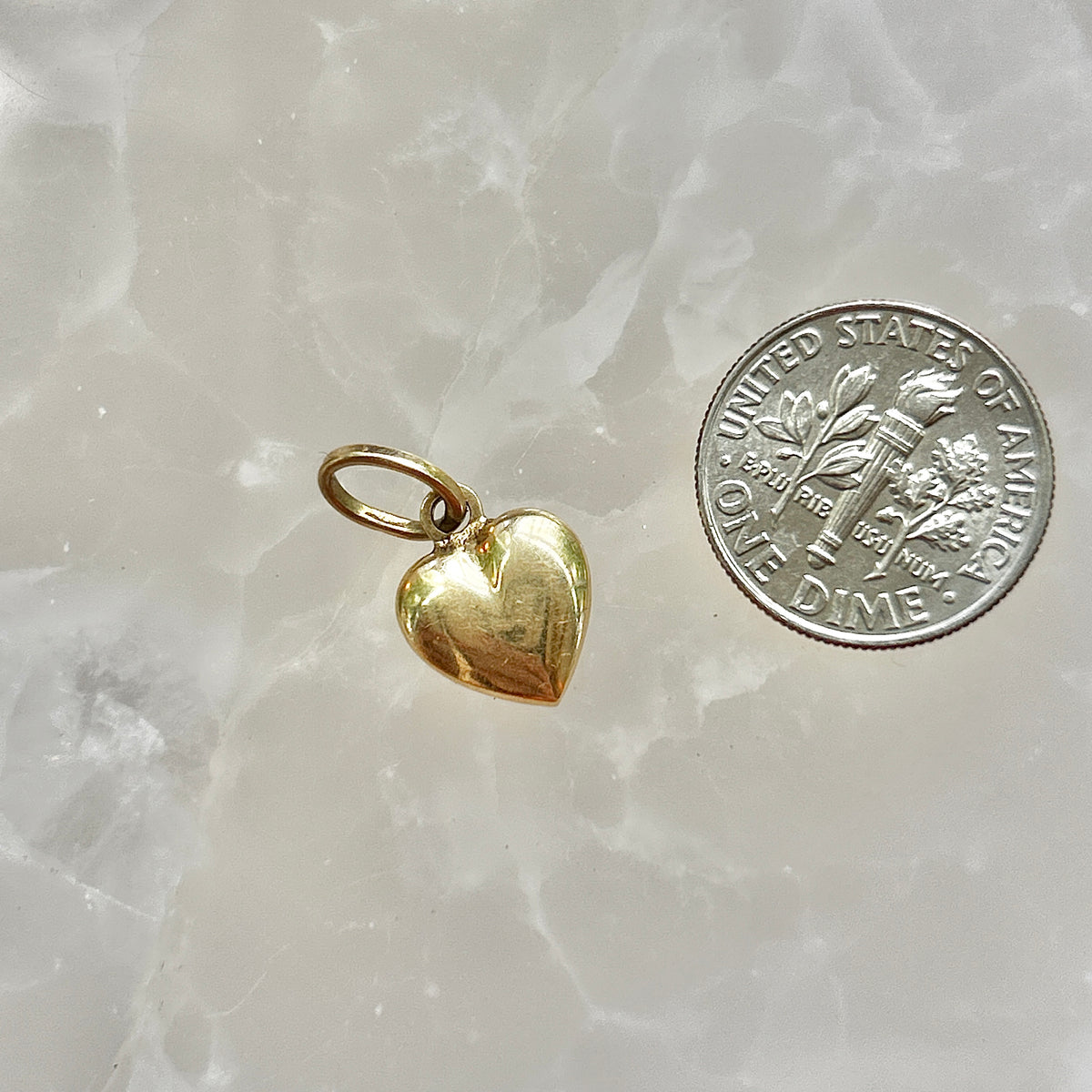 Heart of Gold, Vintage Puffy Heart Charm