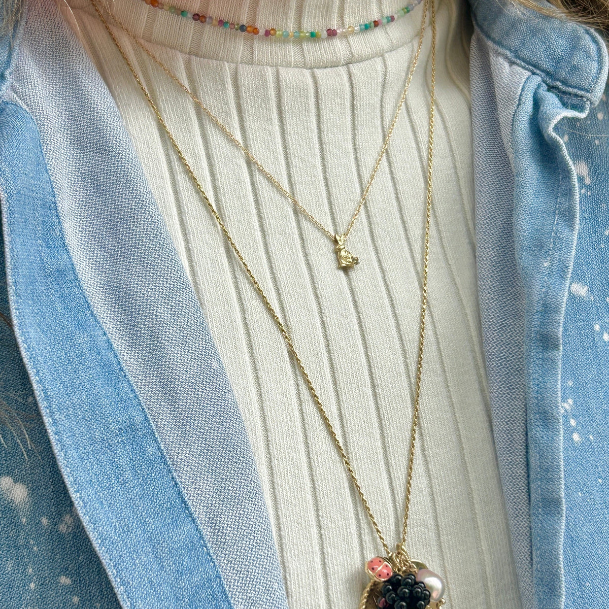 Cosmic Cotton Tail, Moonstone Rabbit Necklace