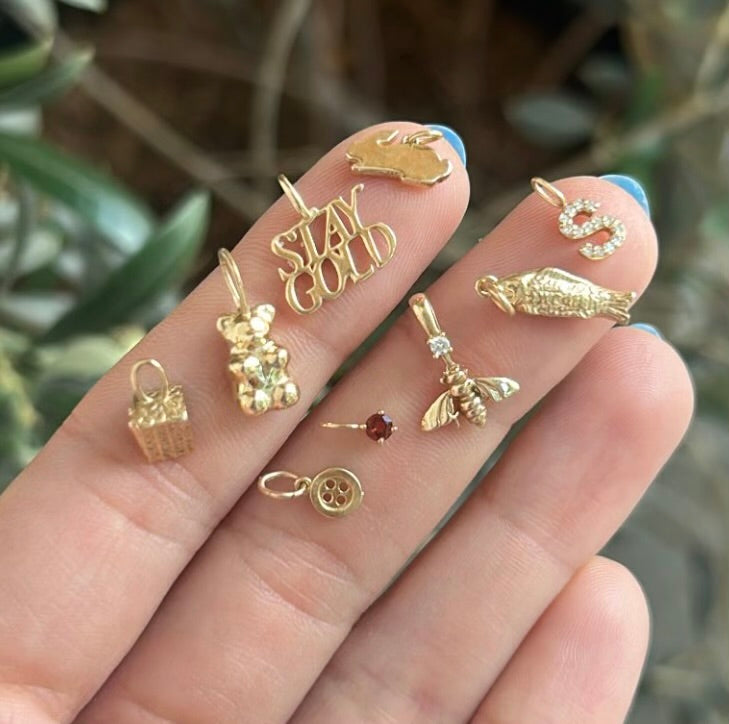 Dewdrop, Tiny Prong Set Birthstone Charm