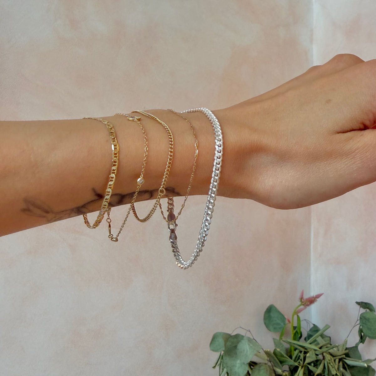Arlo, Weighted Sterling Silver Curb Chain Bracelet