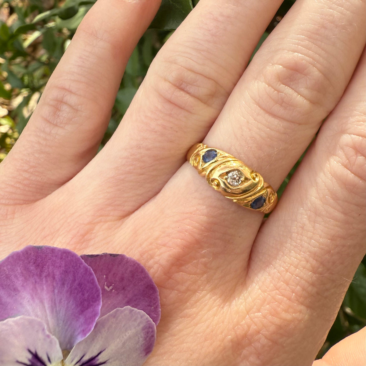 Claire, Antique 18ct Sapphire Diamond Band (Final Sale)