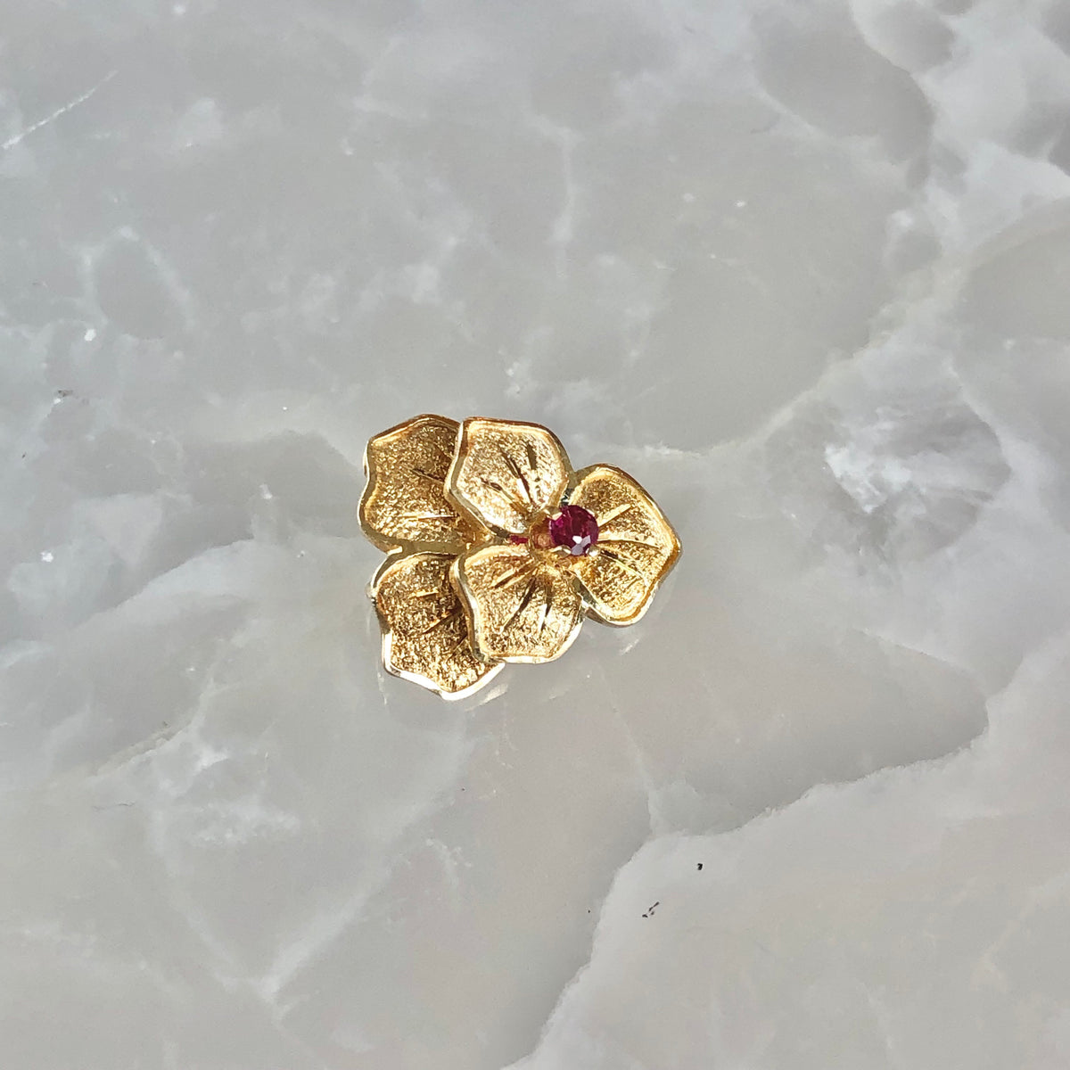 Bloom, Vintage Ruby Flower Charm