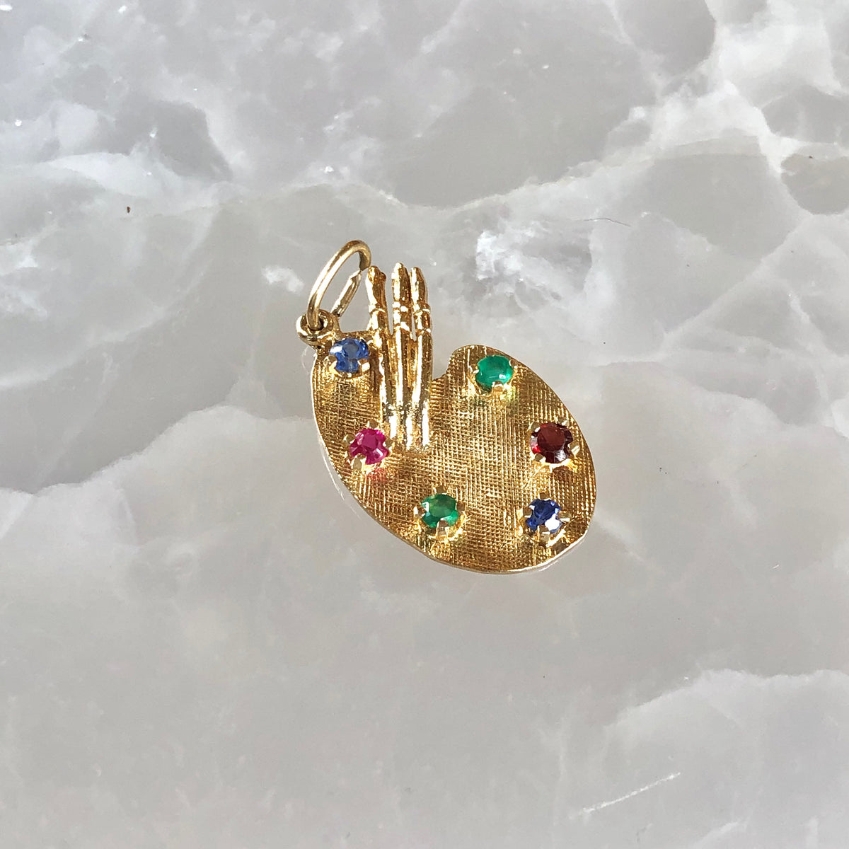 Palette d’Or, Vintage Gemstone Paint Palette Charm