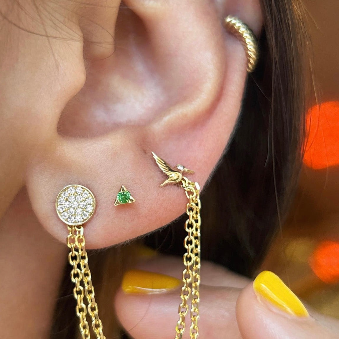 Mini Diamond Disc Earrings