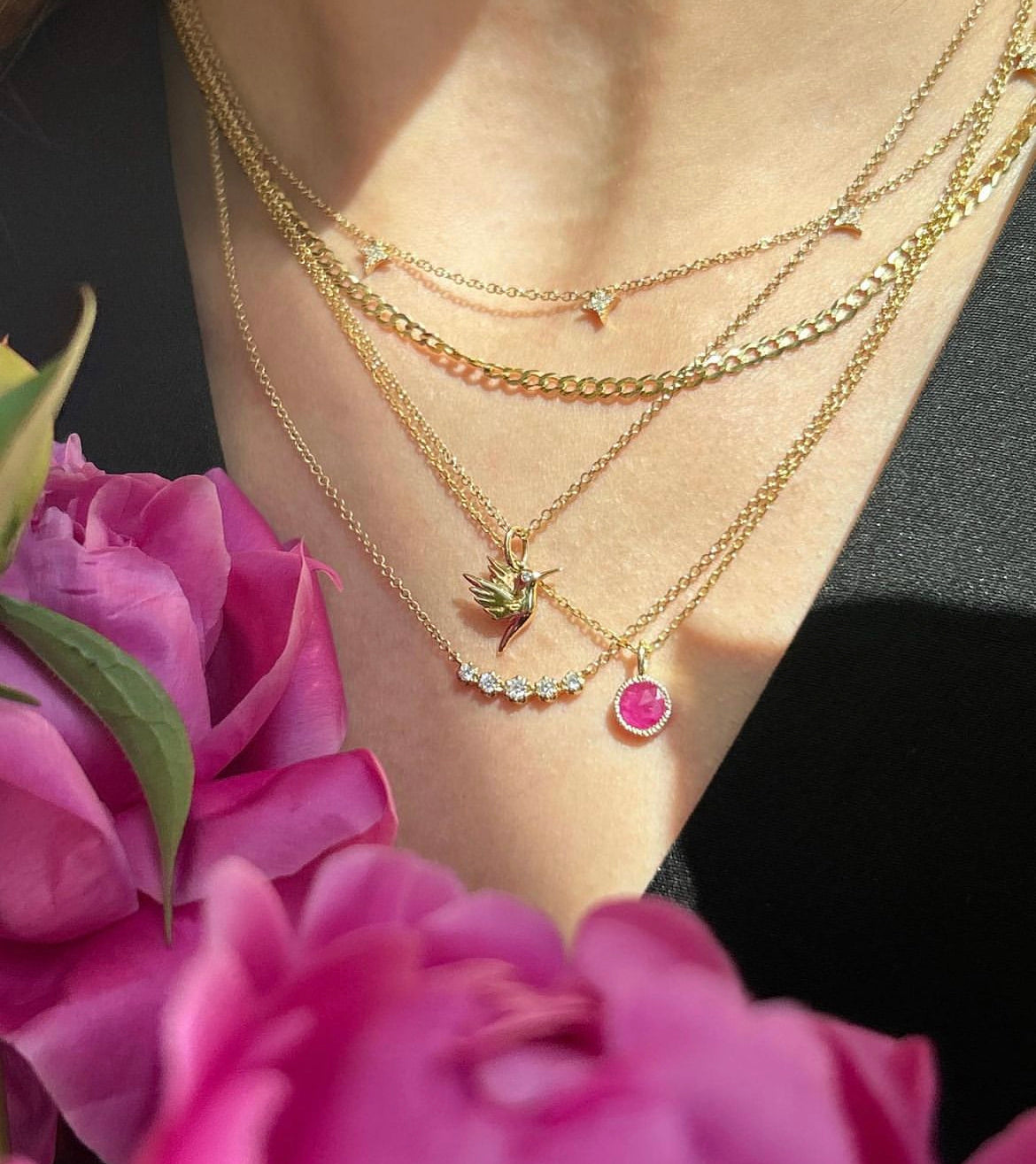 Diamond Hummingbird Necklace