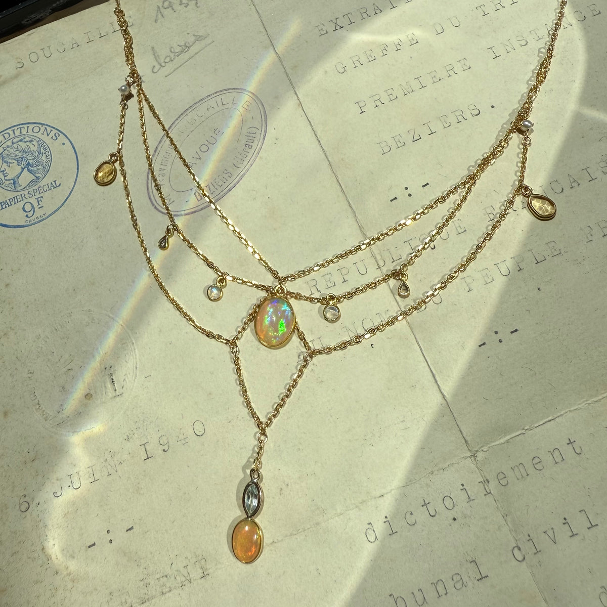 Bunny, Opal Chandelier Necklace