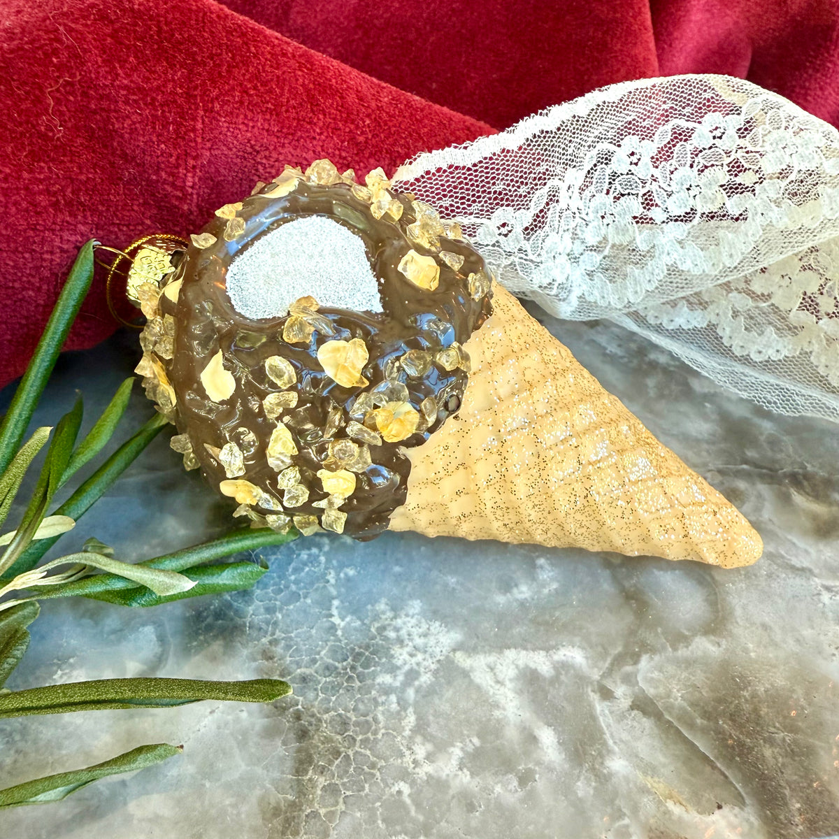 Drumstick Ice Cream Glass Ornament