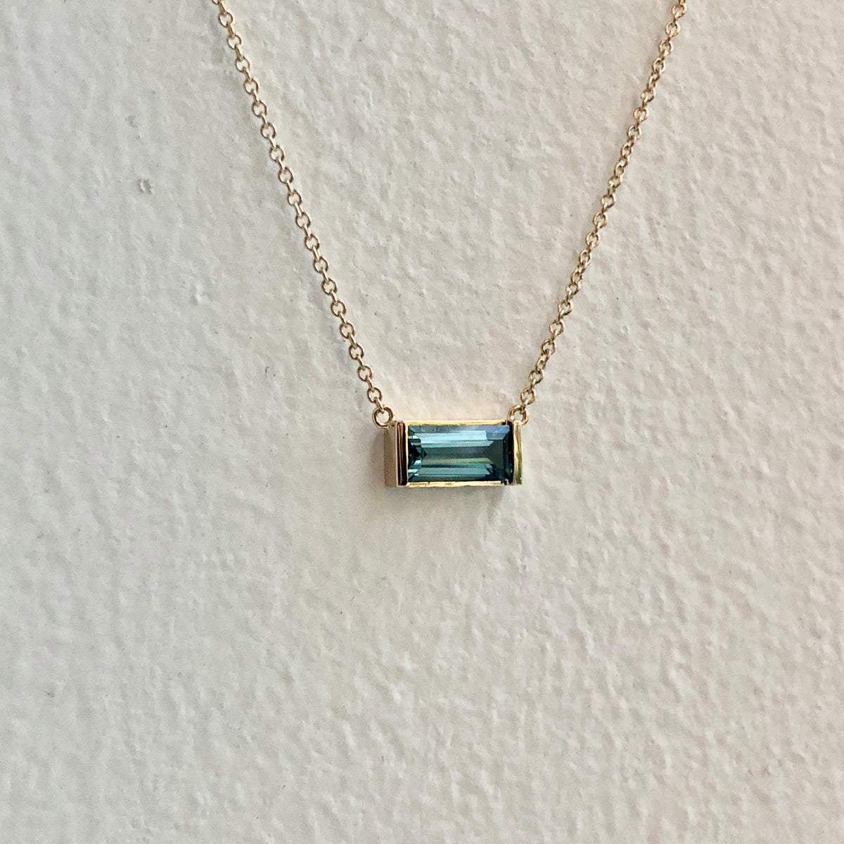 Wesley, Baguette Aquamarine Necklace