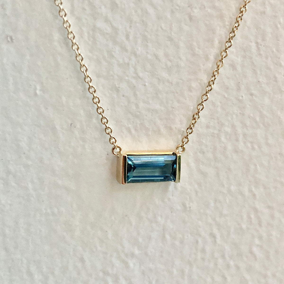 Wesley, Baguette Aquamarine Necklace