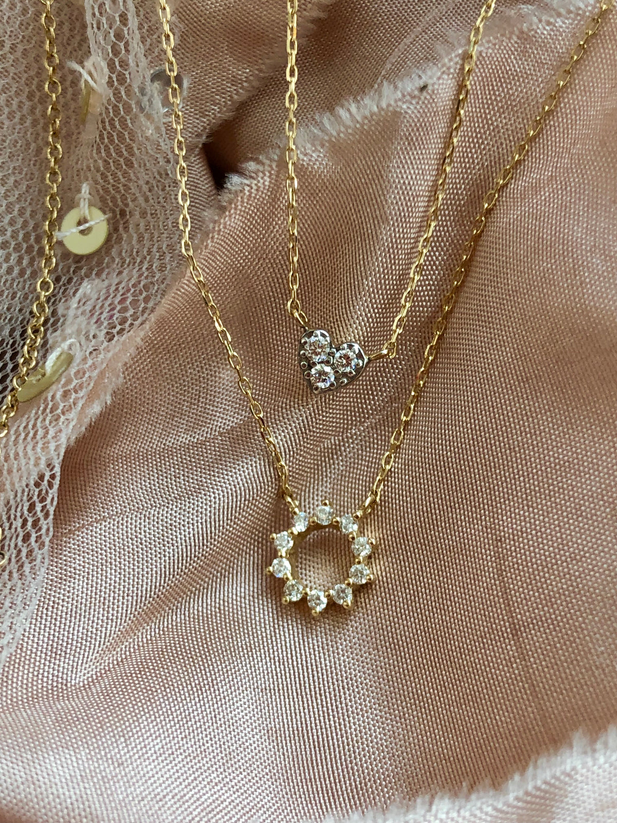 Lindsay, Dainty Diamond Halo Necklace