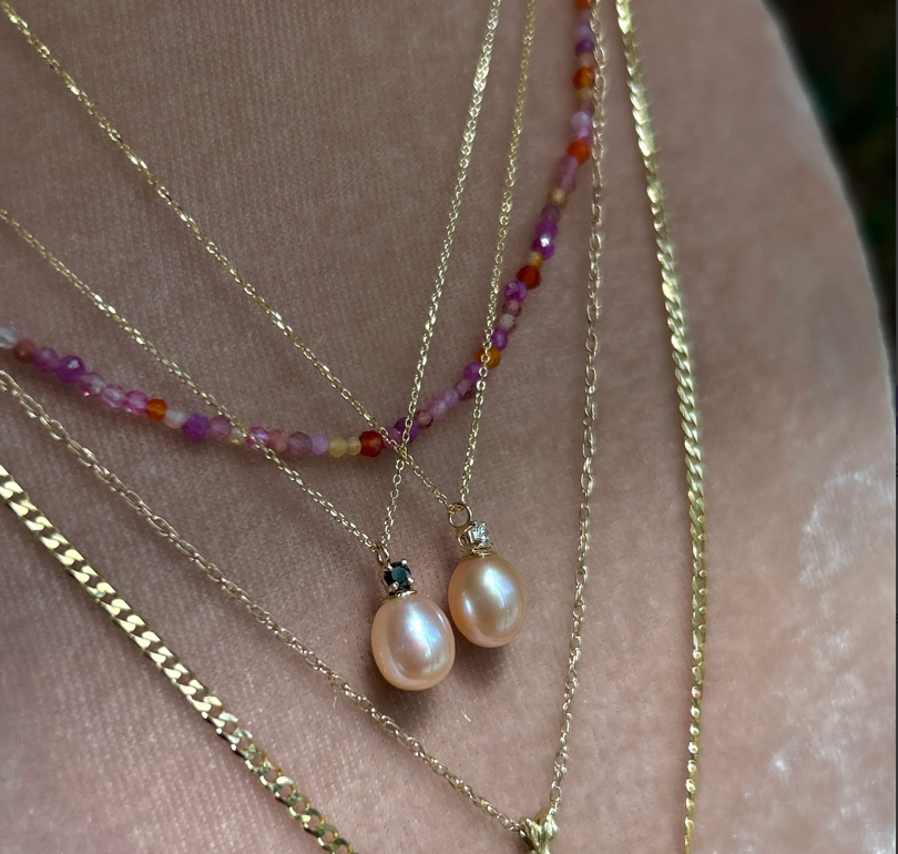Matriarch, Blush Pearl &amp; White Diamond Necklace