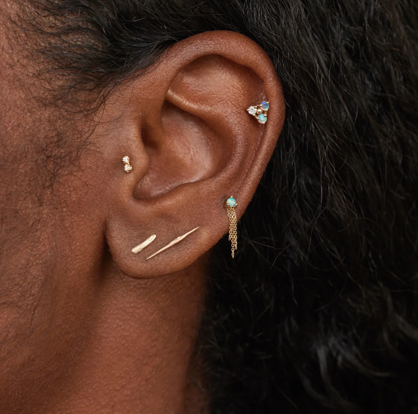 Dash Wisp, Tiny Brushed Gold Bar Earring (FINAL SALE)