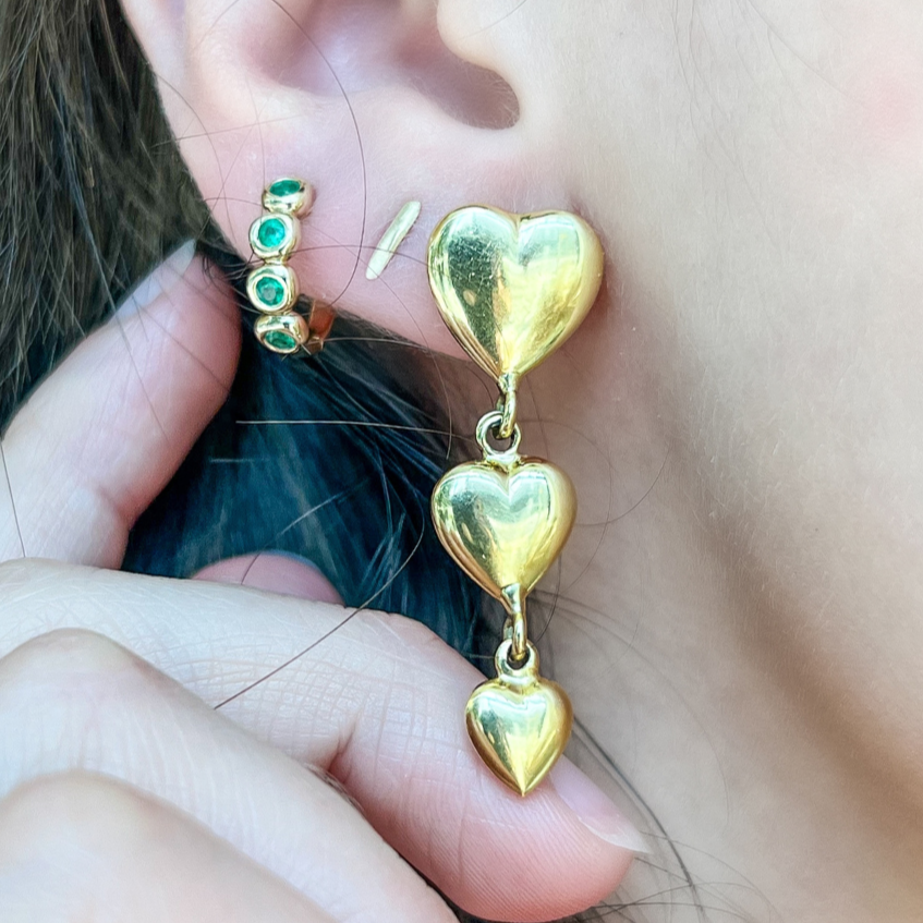 18k Vintage Ascending Heart Earrings, Final Sale