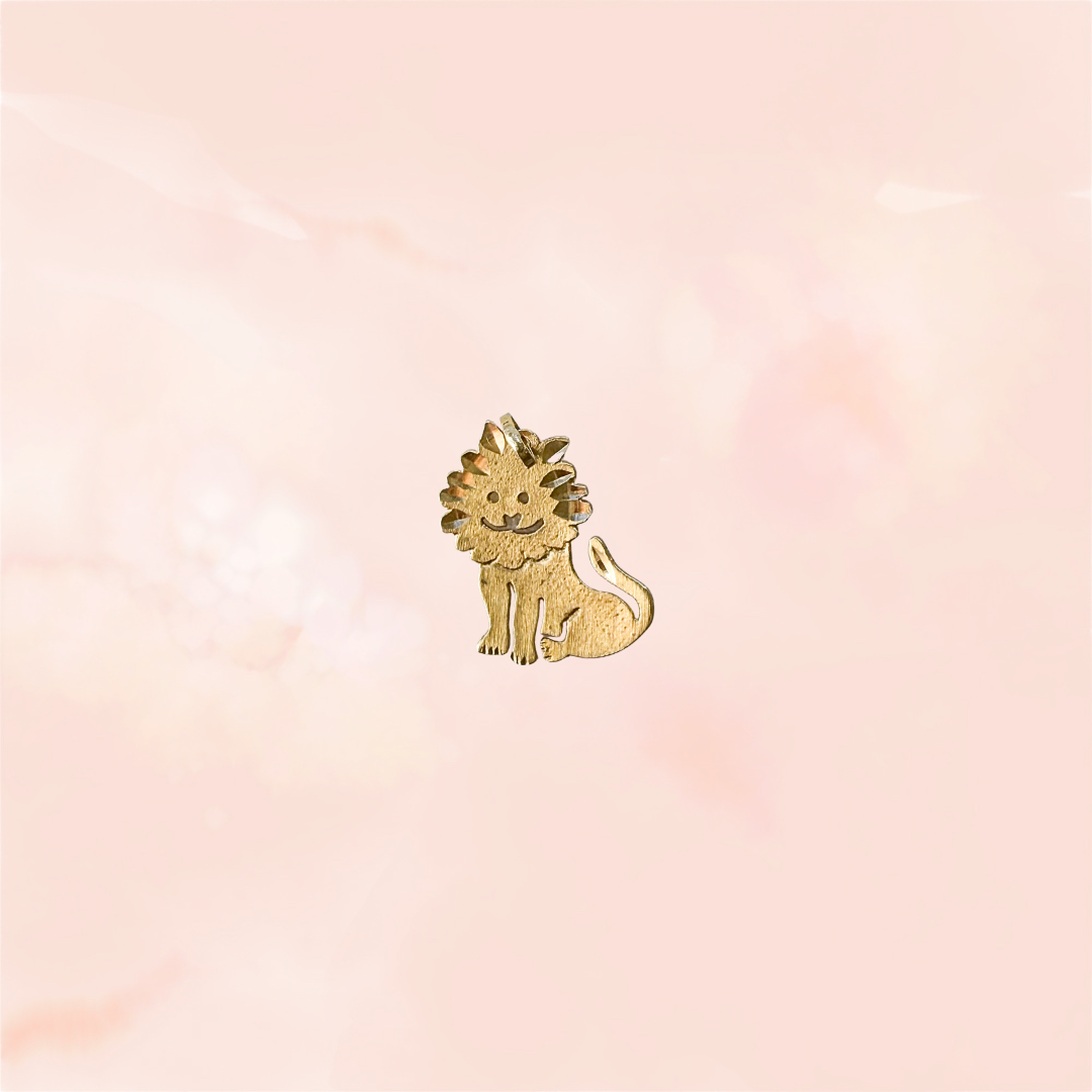 No Thoughts, Just Roars — Vintage Tiny Happy Lion Charm