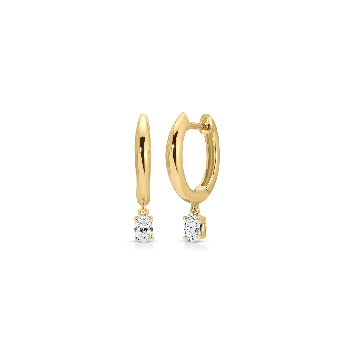 Belis, Oval Dome Diamond Drop Huggie