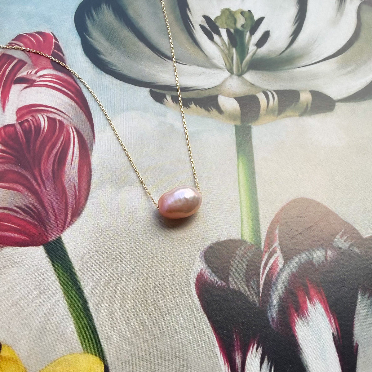 Strawberry Dream, Baroque Pearl Necklace